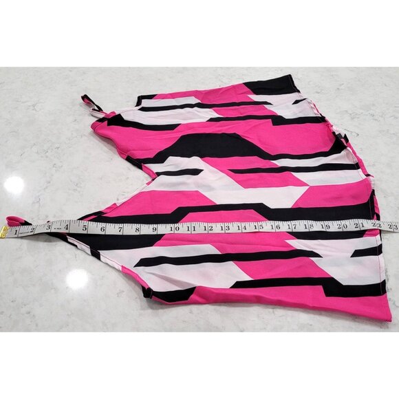 Shein Geometric Pink & Black V-Neck Camisole Top Adjustable Straps Size M - Picture 7 of 7